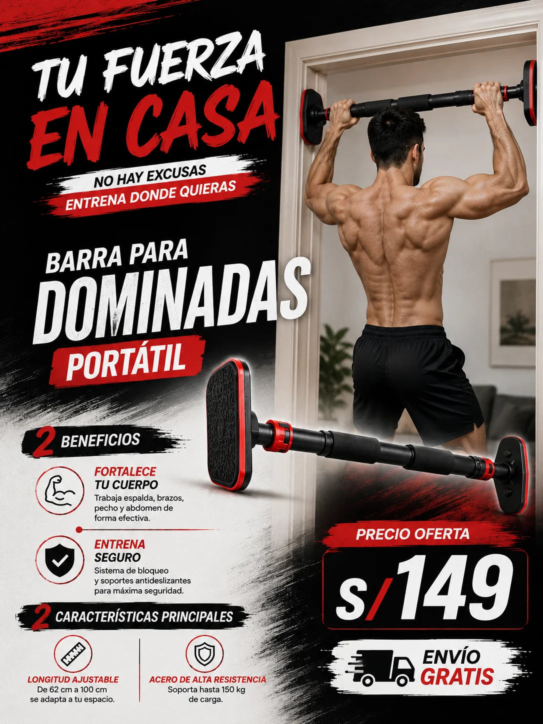 BARRA DE DOMINADAS PORTATIL