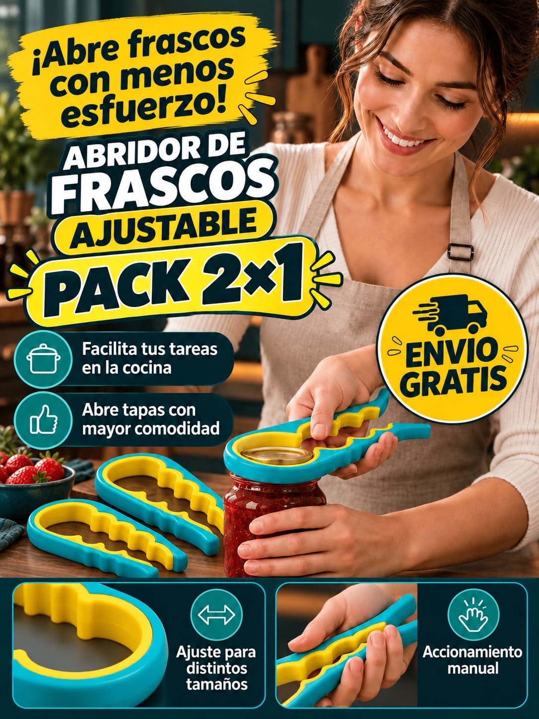 ABRIDOR DE LATAS MULTIFUNCIONAL 4 EN 1
