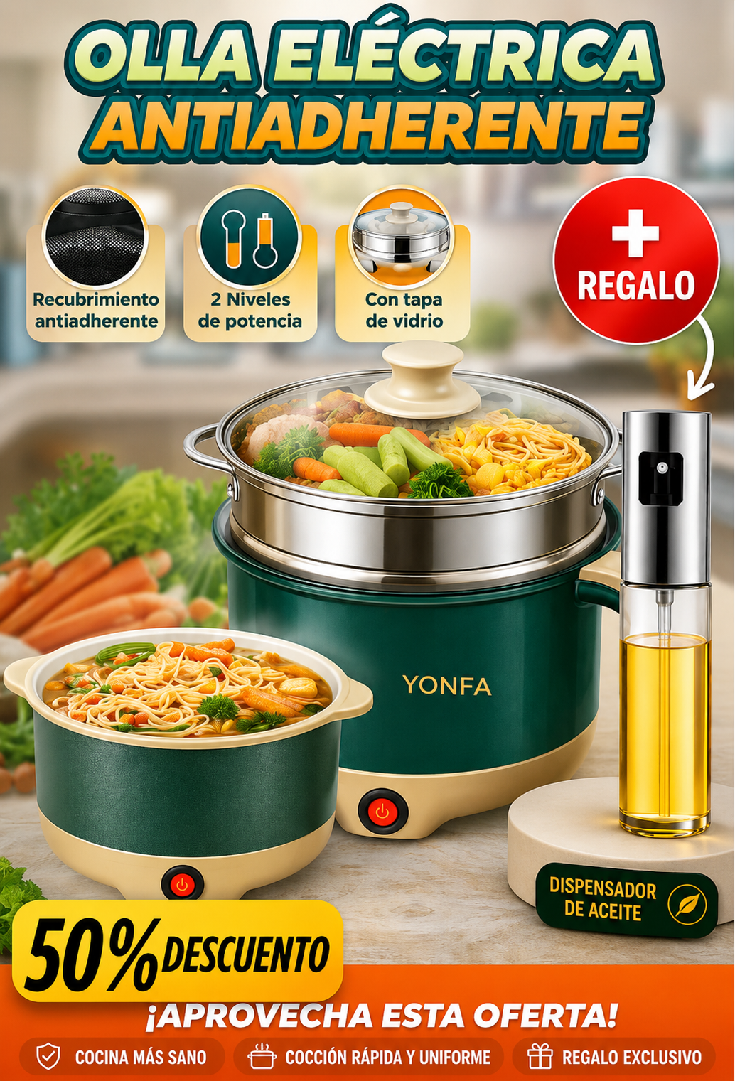 OLLA ELECTRICA ANTIADHERENTE