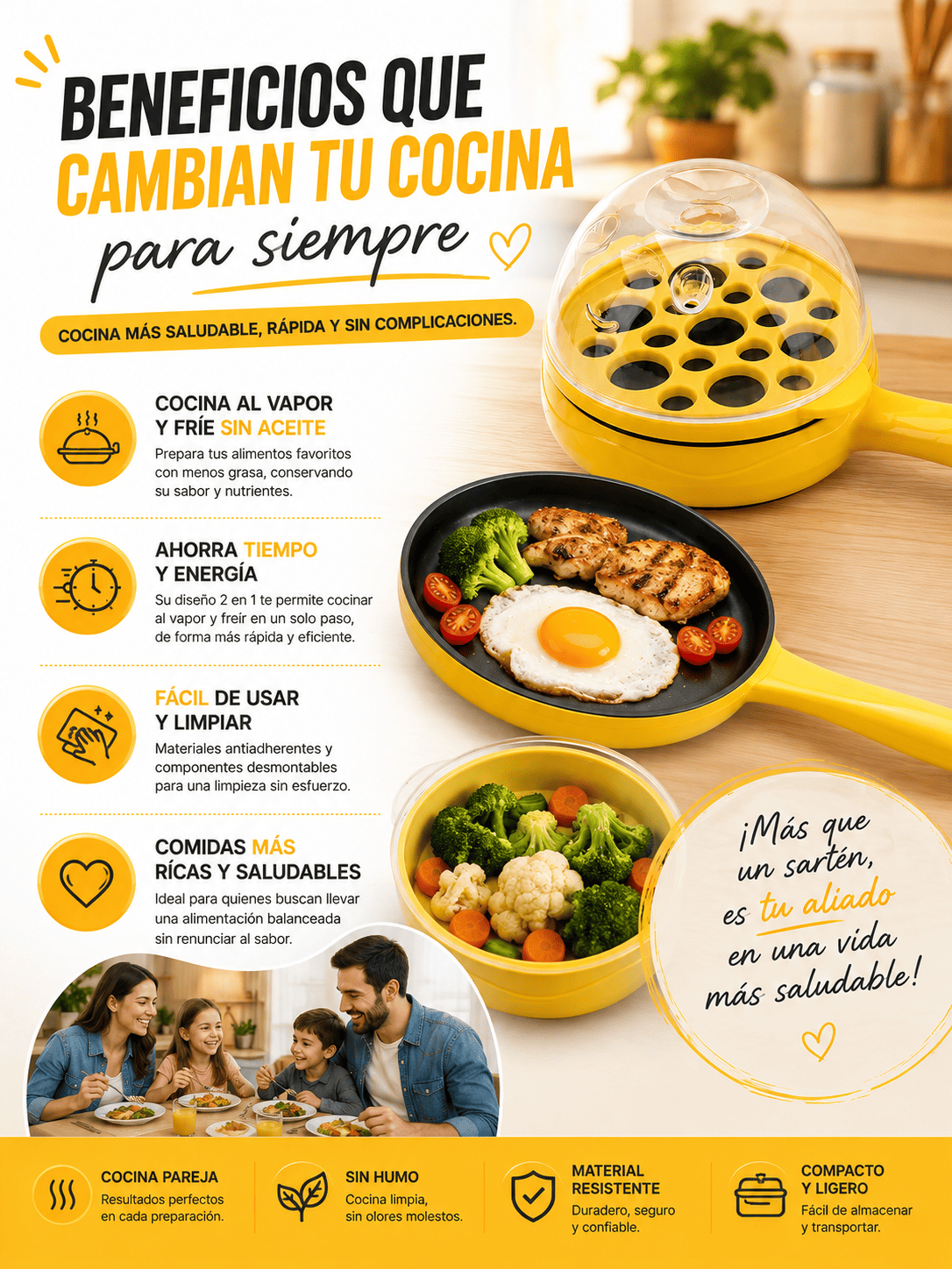 SARTEN COCINA HUEVO  Y FRIEDORA 2 EN 1