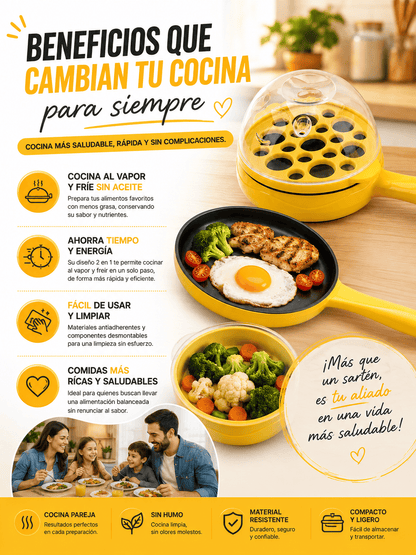 SARTEN COCINA HUEVO  Y FRIEDORA 2 EN 1