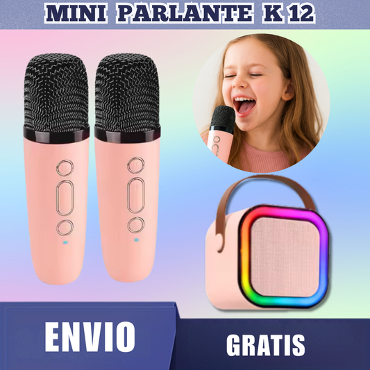 PARLANTE + MICROFONO KARAOKE A Bluetooth RADIO FM , USB. LUZ RGB