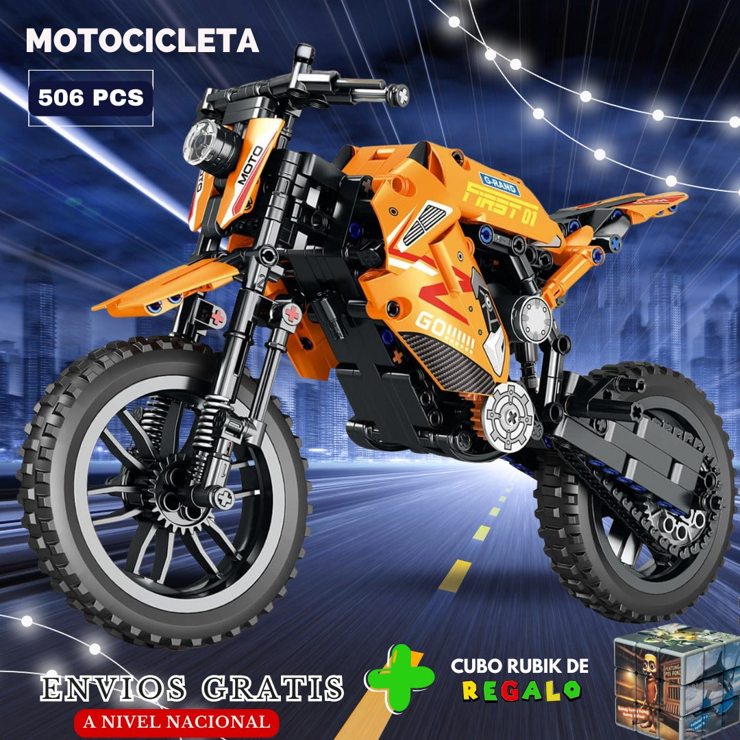 Motocicleta todoterreno armable de 506 piezas