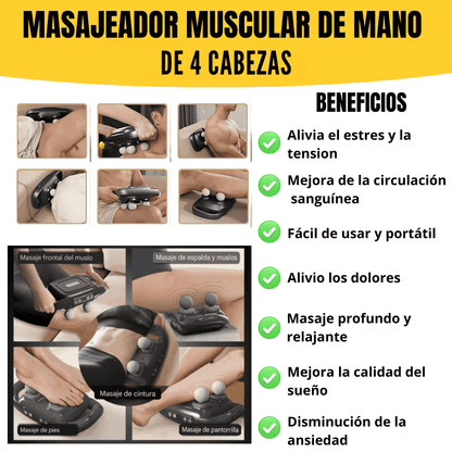 MASAJEADOR DE 4 CABEZAS ADIOS ESTRES