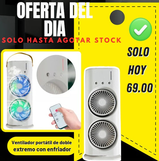 Ventilador portátil de doble extremo con enfriador GIRO DE 180°